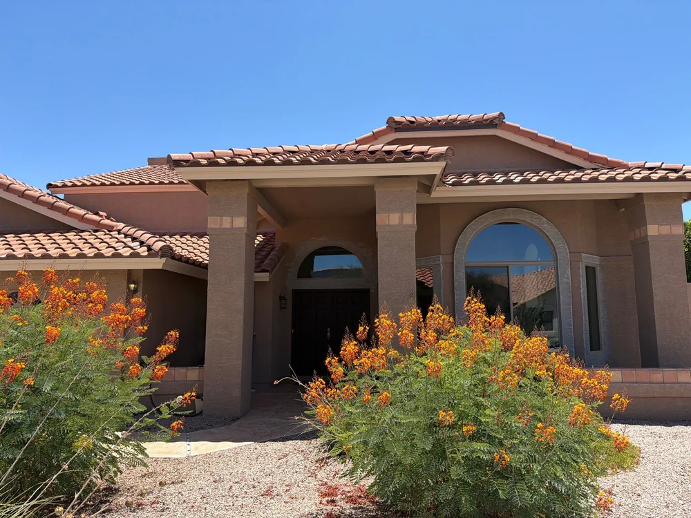 Freshly repainted stucco home exterior in Scottsdale, Arizona by ACP Painting